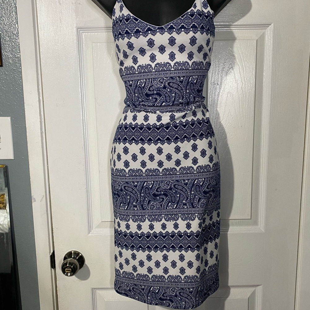 Blue and white fit dress